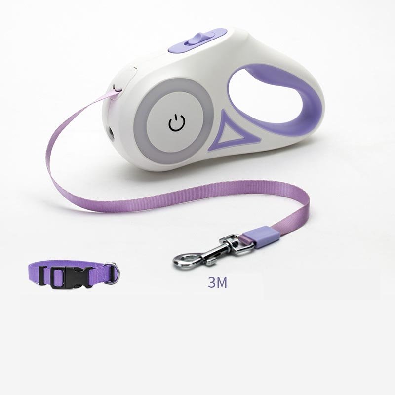 3m leash purple with tow purple retractable dog leash with matching collar, 3 meters